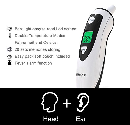 Siensync Infrarot Thermometer, Stirn Und Ohr Fieberthermometer, Bescheinigt FDA / CE / ISO Digitale Baby Thermometer Sofortige Lesen Dual Modi Ohrthermometer Für Kinder, Babys Und Erwachsenen - 3