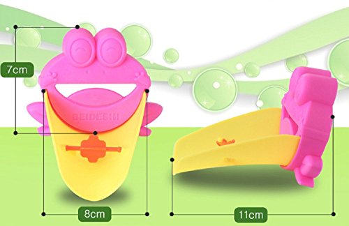 2 Stück Wasserhahn Verlängerung Extender für Kinder Baby Hände waschen Badezimmer Cartoon Frosch (Grün & Rosa) - 3