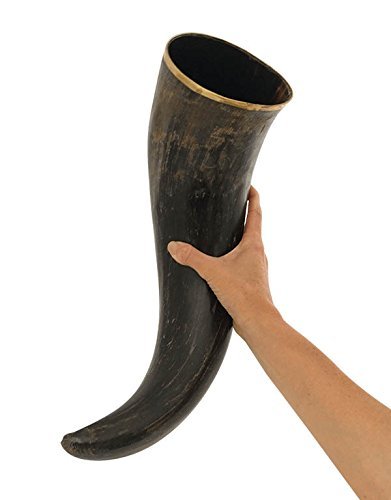 AleHorn Handcrafted 20 Natural Viking Drinking Horn with Stand by Ale Horn