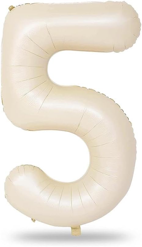 Rakam Folyo Balon 34 inç 76-82 cm (Krem, 5)