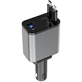 Sevenaire Retractable Car Charger, 69W Super Fast Car Charger with Cables, Type C & USB-A Ports, USB-C & L Retractable Cables