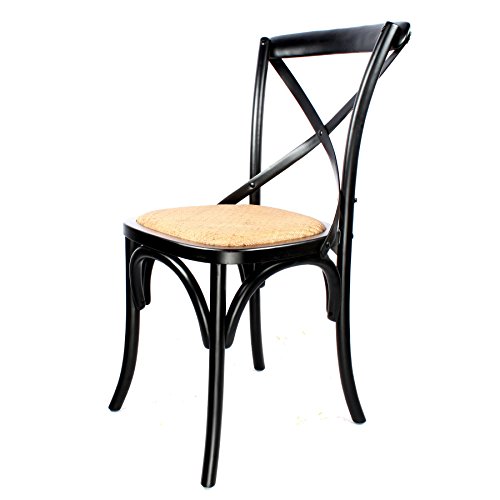 Decoración Vintage Sasha - Silla de madera cruz estilo Thonet y asien