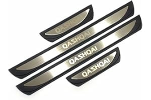 BPQWED 4 Pezzi Auto Acciaio Inossidabile Battitacco, per Nissan Qashqai J10 J11 J12 Protezione Plates Anti-Graffio Scuff Adesivi Decorativi Accessori