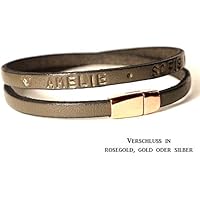Leder Armband mit individuellem Text, Namen, Namensarmband Art. 198-rose