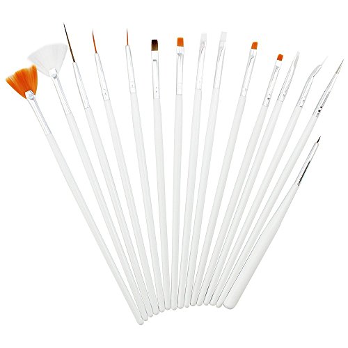 COM-FOUR® 15-teiliges hochwertiges Profi Nailart- und Modellage Pinsel-Set