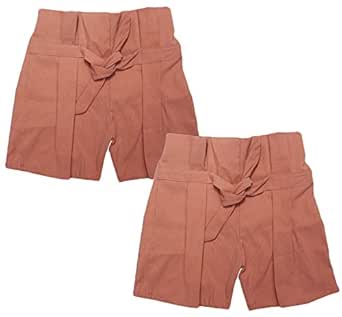 self tie waist frill trim shorts
