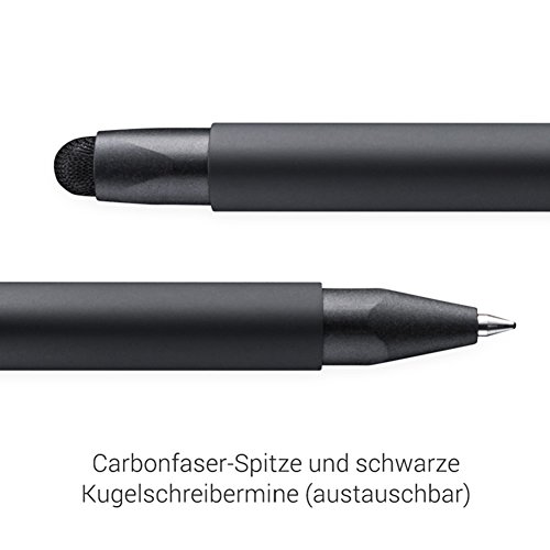 Wacom Bamboo Duo Smart Stylus & Kugelschreiber (4. Generation) in Schwarz / 2in1 Touch Pen mit Carbonfaser-Spitze für Touchscreen-Eingabegeräte mit kapazitiver Touch-Technologie wie iPhone oder iPad - 4