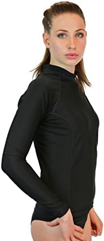 Swim Shirt For Women - Long Sleeve UV 50+ Sun Protection Shirt (Black, Small)