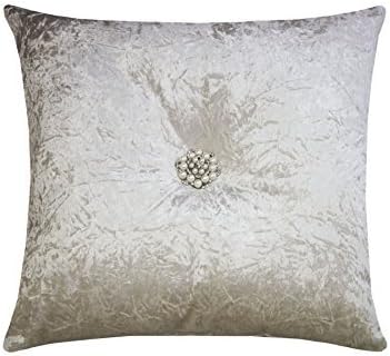FILLED KYLIE MINOGUE ANYA OYSTER FAUX PEARL DIAMANTE CRUSHED VELVET 50X50CM CUSHION