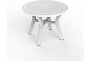 RESOL GRUPO RESOL Jasmin Table de Jardin pour Salle à Manger extérieure Ronde 100 cm de diamètre | Table de terrasse avec Trou pour Parasol | Protection UV pour Patio ou Balcon Entretien Facile - Blanc