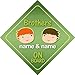 Brothers On Board Personalised Car Sign New Baby Boy / Child Gift / Present