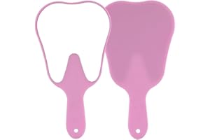 BCENYAZ Cute Tooth Shaped Plastic Hand Mirrors - Dental Handheld Mirror High Definition Makeup Mirror with Handle Dental Office Decorations with A Hole for Oral Clinic Salon Barber (Pink)