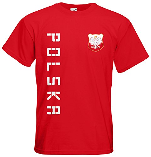 Polen Polska EM 2016 T-Shirt Trikot (Rot, L)