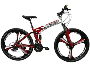 Appgrow Folding Alloy Wheel Cycle with 21 Speed Gear Dual Suspension & disc Breaks with 3 Blade Knife Cut Design Red