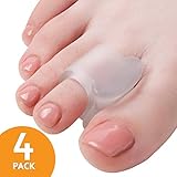 Bunion Corrector and Hammer Toe Straightener - 4-Pack Clear Gel Separators - Drift Pain Relief - Spreaders for Overlapping, Hallux Valgus, Diabetic Feet - Big Toes Spacers - Shoe Friction Protector