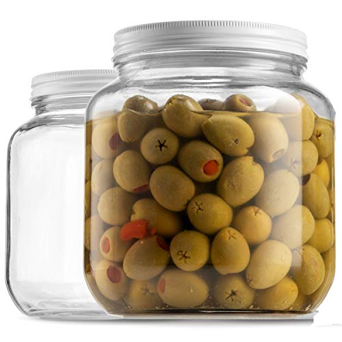 Barattolo in vetro da 0,64 l con coperchio ermetico in metallo, approvato USDA, senza BPA, lavabile in lavastoviglie, per fermentazione, tè solare, kombucha, cibo secco, trasparente 2 Pack
