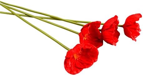 Richera 12 PCS Real Touch PU/ latex Corn Poppies,High Quaulity Fresh Artificial Poppy Flowers for Wedding Holiday Bridal Bouquet Home Party Decor Bridesmaid Bouquets (Red)