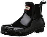 Zuglasche an der Ferse HUNTER Damen Womens ORIGINAL Chelsea Gloss ONE TAB Gummistiefel, Schwarz (Black), 39 EU