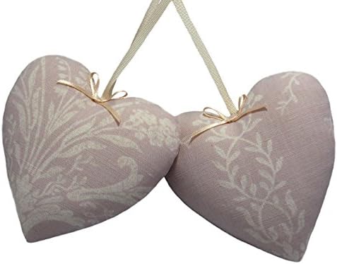 Pair Padded Hanging Hearts Laura Ashley Josette Amethyst fabric