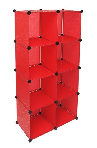 Büro Flur Regal Schrank Steckregal Wandregal Sideboard in Rot - 2