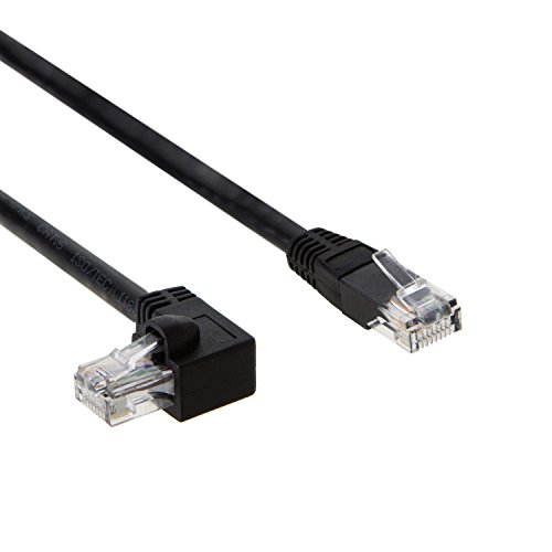 CableCreation Angle CAT6 Ethernet Patch Cable(3.3 Feet), Right Angled Lan Cable with 50U?old Plated Contact, Black Color - 3