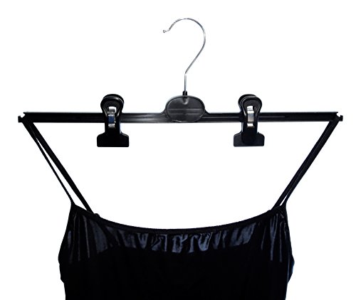 Hagspiel Kleiderbügel 20 Stk. Kleiderbügel aus Kunststoff, schwarz, mit 2 extra starken verschiebbaren Klammern, 40 cm - 7