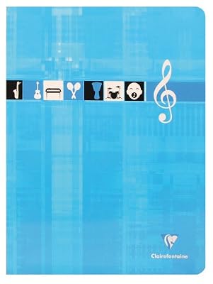 ClaireFontaine - Réf 3307C - Cahier Piqué Musique et Chant 24x32 cm 48 Pages Grands Carreaux 90 g et Portées Coloris Aléatoire vendu à l'Unité