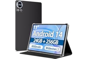 SKYEGG Tablet 11 Pollici Android 14 con 24GB RAM +256GB ROM (Espandibile Fino a 1 TB), Face ID, Widevine L1, Octa-Core 2.0 GHz, 5G Wi-Fi, GPS, 8000mAh, HD 1280 x 800 Incell IPS, Tablet con Custodia, Grigio