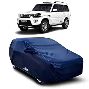 Black Hill Quality Water Resistant Dust Proof Car Body Cover Compatible with Mahindra Scorpio Car Cover with Mirror Pockets (Navy Blue)