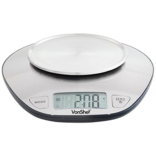 VonShef Digital Elektronisch Rührschüssel Küchenwaage mit 5 kg Kapazität – Edelstahl – GRATIS 2-Jahres-Garantie - 4