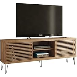 Caemmum Meuble TV 72 Pouces 180 cm Pieds Métal Persienne