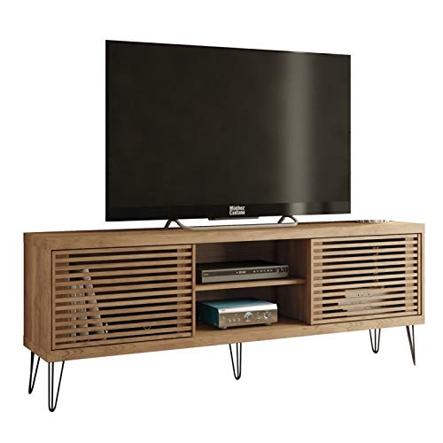 Caemmum Meuble TV 72 Pouces 180 cm Pieds Métal Persienne