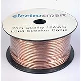 electrosmart 25m Quality 18AWG Loud Speaker Cable - Multi-Strand - Outside Dimensions of Cable: 5mm x 2.5mm