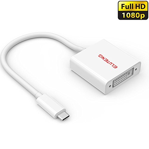 ELUTENG USB C DVI Adapter Full HD 1080P Thunderbolt 3 DVI Adapter USB3.1 Type C Kabel Stecker auf Buchse USB C Adapter für Mac OS, Win 10, Win 8, Linux, Chrome