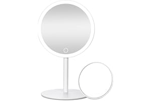 JUTYUM Lusterko do makijażu z oświetleniem lusterko kosmetyczne, lusterko do makijażu stojące, oświetlenie z 3 kolorami światła LED Regulowana jasność 70 koralików świetlnych