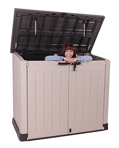 Keter Store It Out Max Gartenbox Mülltonnenbox Gerätebox Schuppen für 2 x 240 Liter Mülltonnen (Beige Braun) - 8
