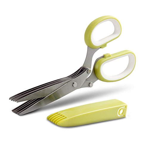 Kräuter Schere, Küche Lebensmittel Schere mit 5 Edelstahl Klingen und Reinigung Kamm Abdeckung für Gemüse Obst Kräuter Lebensmittel Schneiden, Hacken, Schneiden, Scheren