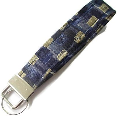 Blue silk wriststrap, keyholder, silk anniversary gift under £5