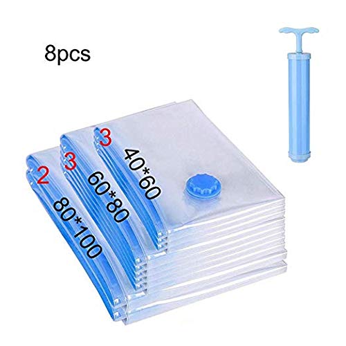 Bolsas Vacio Ropa?Bolsas Almacenaje al Vacio?Bolsas Envasar al Vacio ?Bolsas de Compresion para Ropa Edredones Ropa de cama Almohadas de viaje ?incluyen bomba de aire pequeña, mediana, grande)