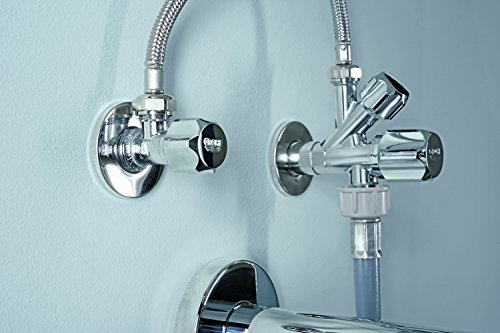 Grohe 22018000 Eckventil, für Einhandmischer mit angerauhtem Gewinde zum vereinfachten Eindichten, Wandanschluss 1/2 Zoll mit Schubrosette, Abgang 3/8 Zoll - 4