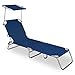 Produktbild Jalano Sonnenliege mit Dach Garten Freizeitliege Lehne verstellbar, Farbe:blau
