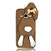Produktbild Sunroyal 3D Fashion Case Cute Funny Süße Silikon Schutzhülle Buck Teeth Bunny Rabbit Soft Weichem Handy Tasche für Samsung Galaxy J5 SM-J500F TD-LTE,FDD-LTE,4G, 3G,5 Zoll Karikatur Cartoon Zubehör Set Handyhülle Etui Skin Shell Zurück Rückseite, Brown Braun