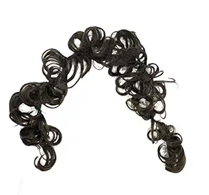 AASA Curly Messy Synthetic Hair Frill Extension for Women and Girls Dark Brown