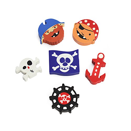 COM-FOUR® Piraten-Geburtstagsfeier-Set für bis zu 6 Kinder – Piratenhut, Augenklappe, Wimpelkette, Flagge, Teller, Becher, Servietten, Pflaster - 3