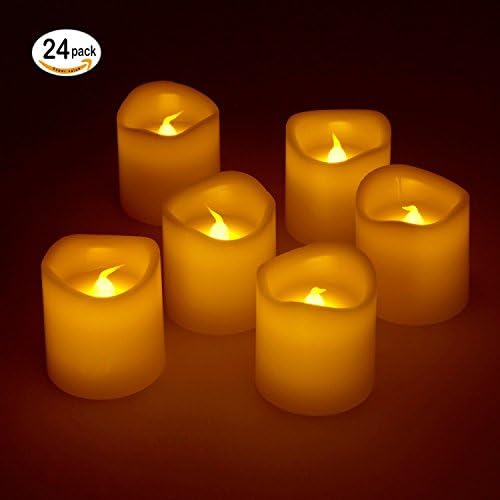 LED Tea Light Candles, 24 pcs QBeau Battery Operated Tealights Fake Candle with Unscented Flameless Flickering Tealight Bulb light Realistic for Birthday Parties, Festivals Decoration,Weddings,Christmas - 100+ Hours