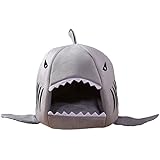 Hundebett, Grau Hai Haustier Haus zusammenklappbare Indoor Katze Höhle mit abnehmbarem Bett Kissen gemütliche Nest Mat Pad Pad Bettwäsche L