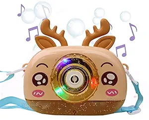 Toyshine Bubble Camera Toys for Kids, Toddler with Music and Lights, Brown