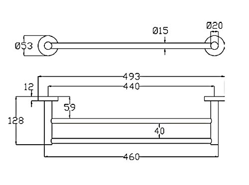 Handtuchstange doppelt Pentas Messing verchromt Länge 45 cm - 2