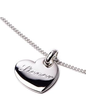 Schmuck Klein Partnerkette mit Anhänger Gravurplatte Herz, Panzerkette 925/- Sterling Silber 2 mm, Länge ca. 45...