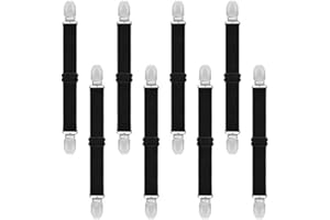 GOODTIMES Adjustable Boot Straps Pant Stirrups Clips for Women and Men Motorcycle Biker Smooth Jeans Trousers Bed Sheets, Mattress Covers,Curtain and Seats Cushion 8 Piece Black